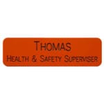 Orange with black text