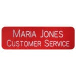 Red with white text