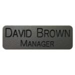 Silver with black text