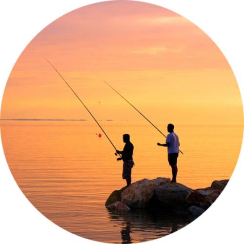 Fishing at sunset