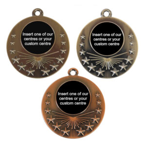 Antique Sunburst Insert Medals-Gold, Silver, Bronze