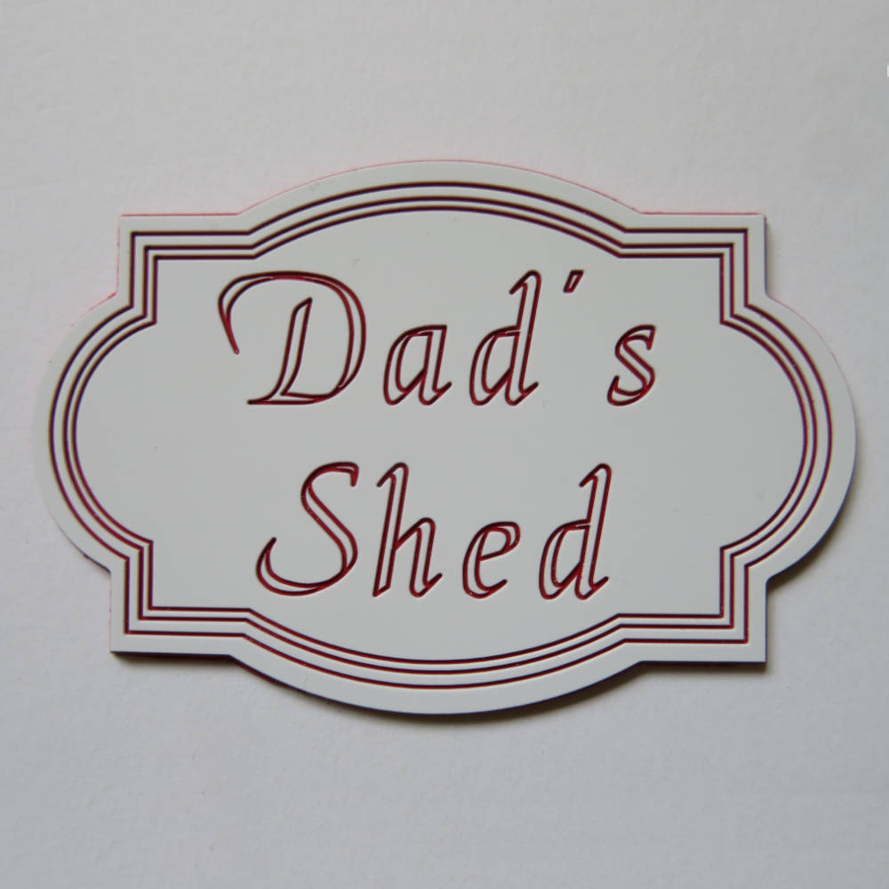 Engraved Signs and Labels White with red