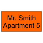 Orange with black text