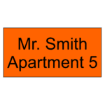 Orange with black text
