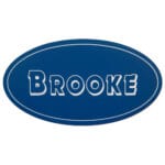 Blue with white text