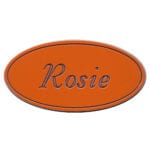 Orange with black text