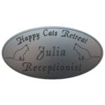 Silver with black text