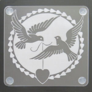 Laser Engraved Acrylic Coaster-Lovebirds