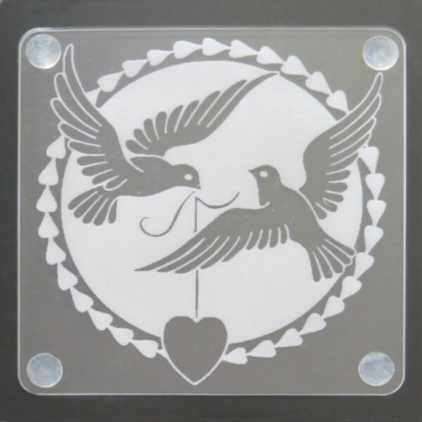 Laser Engraved Acrylic Coaster-Lovebirds