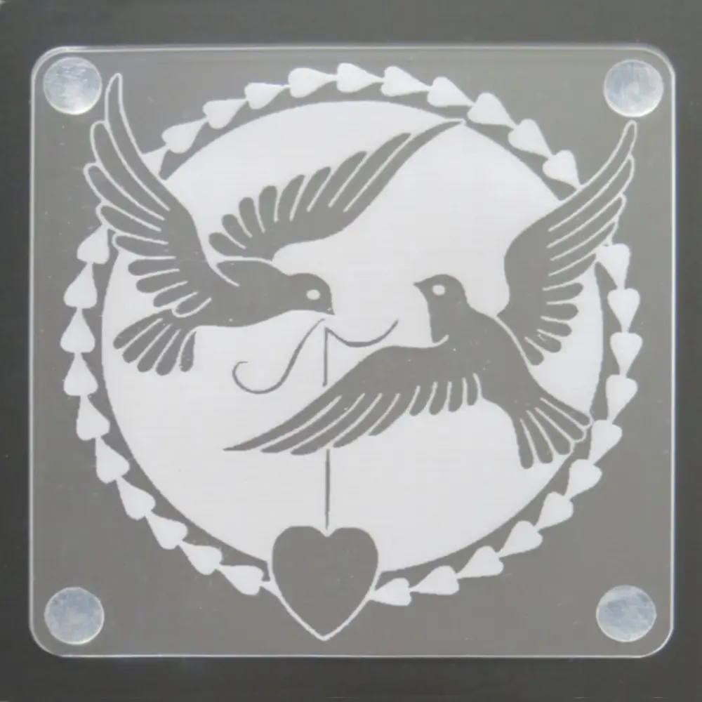 Laser Engraved Acrylic Coaster Laser Engraved Acrylic Coaster-Lovebirds