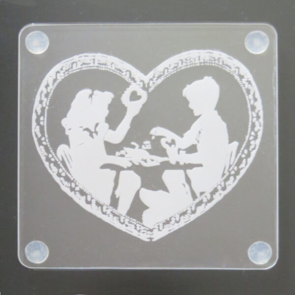 Laser Engraved Acrylic Coaster-Valentines