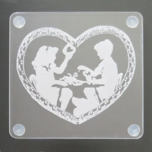 Laser Engraved Acrylic Coaster-Valentines