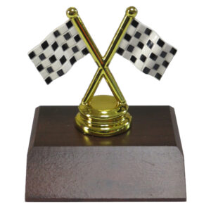 Chequered Crossed Flags Figurine